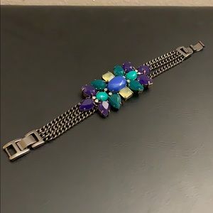 Stella & Dot Blue/green Gunmetal Chain Bracelet